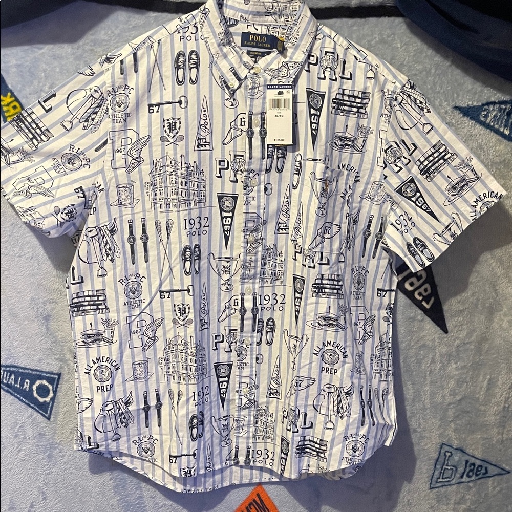 Polo by Ralph Lauren Men's White and Black Graphic Shirt